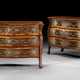 A PAIR OF SOUTH GERMAN WALNUT, FRUITWOOD, BRASS AND PEWTER-INLAID BOULLE MARQUETRY COMMODES - фото 1