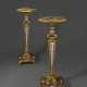 A PAIR OF RESTAURATION ORMOLU AND PARIS PORCELAIN-MOUNTED AMARANTH AND MAHOGANY TORCHERES - фото 1