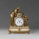 A LOUIS XVI ORMOLU AND WHITE MARBLE MANTEL CLOCK - Foto 1