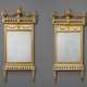 A NEAR PAIR OF NORTH ITALIAN PARCEL-GILT AND BLUE-PAINTED MIRRORS - фото 1