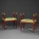 A PAIR OF NORTH ITALIAN PARCEL-GILT AND RED-PAINTED STOOLS - фото 1