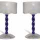 A PAIR OF FRENCH BLUE, ETCHED AND CUT-GLASS TABLE LAMPS - photo 1