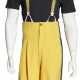 A PAIR OF YELLOW CREPE HIGH-WAISTED TROUSERS, SUSPENDERS, AND A HAT - фото 1