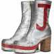 A PAIR OF SILVER LEATHER TALL PLATFORM BOOTS - фото 1
