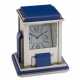 A SILVER-PLATED, LEAD GLASS AND LAPIS LAZULI `MYSTERY` DESK CLOCK - photo 1
