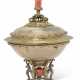 A GEORGE III SILVER-GILT CORAL AND CHALCEDONY `HERCULES` TAZZA - photo 1
