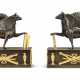 A PAIR OF REGENCY GILT-BRONZE AND PATINATED-BRONZE GRIFFIN PAPERWEIGHTS - photo 1