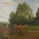 Kornbeck, Julius (1839 Winnenden - 1920 Oberensingen): Kühe im seichten Wasser stehend. - Foto 1