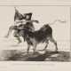 Francisco José de Goya y Lucientes. Aveugle enlevé sur les cornes d'un Taureau - Foto 1