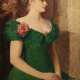 "Halbporträt einer jungen Frau im grünen Kleid, Öl/ Holz, unsign., 97x59 cm, Rahmen - photo 1