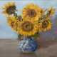 Bianchi, W. (Italienischer Künstler des 20. Jh.) "Sonnenblumen in Keramikvase", Öl/ Holzpanel, sign. u.r., 48x48 cm, Rahmen - фото 1