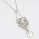 An Art-Nouveau Pearl Diamond Pendant on Necklace. - фото 1