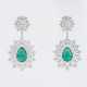 A Pair of highcarat Emerald Diamond Earchandeliers. - photo 1