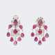 A Pair of Ruby Diamond Ear Chandeliers. - photo 1