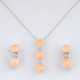 A Coral Diamond Jewellery Set with Pendant and Pair of Earrings. - фото 1