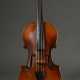 Deutsche Geige, wohl Sachsen um 1900, ohne Zettel, rückseitig gestempelt "Conservatory Violin", zweiteiliger Boden, Stimmstock steht, L 60cm, Bodenlänge 36cm, Alters- und Gebrauchsspuren, mit defektem H… - photo 1