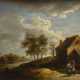 Teniers, David d. Jüngere (1610-1690) "Flußlandschaft mit Bauernkate und Personen", Öl/Holz, parkettiert, u. M. monogr., hinter Glas, 17,6x22,6cm (m.R. 30x34,5cm) - Foto 1