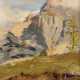 Unbekannter Künstler um 1900 "Matterhorn", Öl/Leinwand auf Malpappe kaschiert, getreppter, vergoldeter Rahmen, 16,5x12,5cm (m.R. 24,5x21cm), kleiner Randdefekt - Foto 1