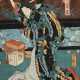 Utagawa Kunisada (1786-1864) "Hofdame Iwafuji mit Sandale in der Hand aus dem Stück der Spiegel-Berg" um 1853, Farbholzschnitt, rechter Teil eines Triptychons, sign. Toyokuni ga, Verleger Izumi-ya Ichibei, 35x2… - фото 1