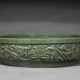 A MASSIVE AND VERY RARE CARVED SPINACH-GREEN JADE SHALLOW BASIN - фото 1