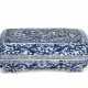 A BLUE AND WHITE RECTANGULAR `DRAGON` BOX AND PIERCED COVER - photo 1