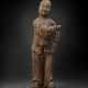 A WOOD FIGURE OF A STANDING ATTENDANT - photo 1