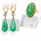 Paar Ohrringe und Ring mit Jade-Besatz - фото 1
