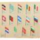Mustertafel mit Blechflaggen Hausser, Vorkrieg, auf Karton o… - Foto 1