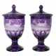 Paar Deckelpokale um 1900, jeweils farbloses Glas, violett ü… - Foto 1