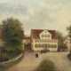 Maler des 19. Jh. ''Sonntag im Dorf'', Blick auf das Gebäude… - Foto 1