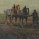 Monogrammist PH Maler des 19./20. Jh.. ''Pferde auf dem Feld… - photo 1