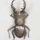 A SMALL SILVER ARTICULATED SCULPTURE OF A STAG BEETLE - photo 1