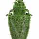 A CARVED SPINACH-GREEN JADE FLATTENED RECTANGULAR VASE AND COVER - photo 1