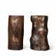A PAIR OF LACQUERED WOOD VASES - фото 1