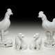 A PAIR OF DEHUA FIGURES OF ROOSTERS AND A PAIR OF WHITE-GLAZED FIGURES OF HOUNDS - photo 1
