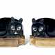 A PAIR OF BLACK-GLAZED CAT-FORM NIGHT LIGHTS - фото 1