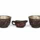 A PAIR OF SILVER-LINED TIXI LACQUER CUPS AND A TIXI LACQUER POURING VESSEL - photo 1