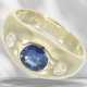 Ring: classic, solid band ring with sapphire and brilliant-c… - фото 1