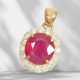 Pendant: vintage ruby/brilliant-cut diamond pendant, ruby ap… - photo 1