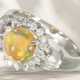 Ring: modern, like new platinum ring with fire opal and bril… - фото 1