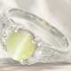 Ring: modern platinum ring with green cat's eye chrysoberyl … - фото 1