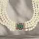 Chain: antique Oriental pearl necklace with emerald/diamond … - photo 1