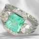 Ring: old emerald/diamond goldsmith ring, Colombian emerald … - photo 1