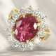 Ring: very beautiful tourmaline/brilliant-cut diamond flower… - photo 1
