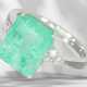 Ring: emerald/brilliant-cut diamond gold ring, large emerald… - photo 1