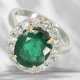 Ring: beautiful handmade emerald/brilliant flower ring, deep… - photo 1