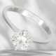 White gold vintage solitaire brilliant-cut diamond gold ring… - photo 1