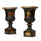 A PAIR OF REGENCY BLACK AND GILT-JAPANNED FRUITWOOD URNS - фото 1