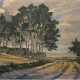 Maler um 1920 "Waldweg", Öl/ Lw., unsign., Farbverluste, Lw. besch. o.l., 70x100 cm, Rahmen - photo 1