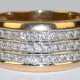 Ring, 585er GG/WG, breite Schiene auf Schauseite dreireihig mit 33 kl. Brillanten, ges. 8,4 g, RG 55 - фото 1